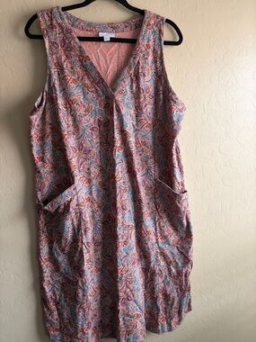 J. Jill Coral Paisley Knit Tank with Teal Accents